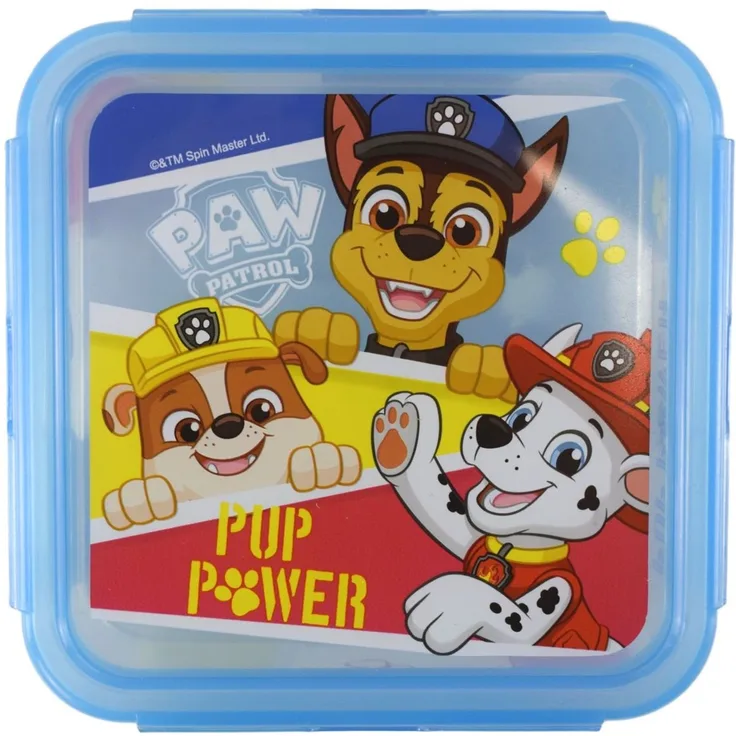 Quadratische Kinder Lunchbox 13 x 13 cm mit Heldenmotiv und abnehmbaren Deckel Paw Patrol