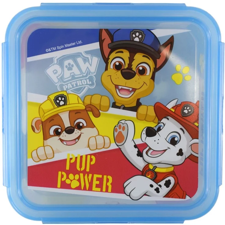 Quadratische Kinder Lunchbox 13 x 13 cm mit Heldenmotiv und abnehmbaren Deckel Paw Patrol