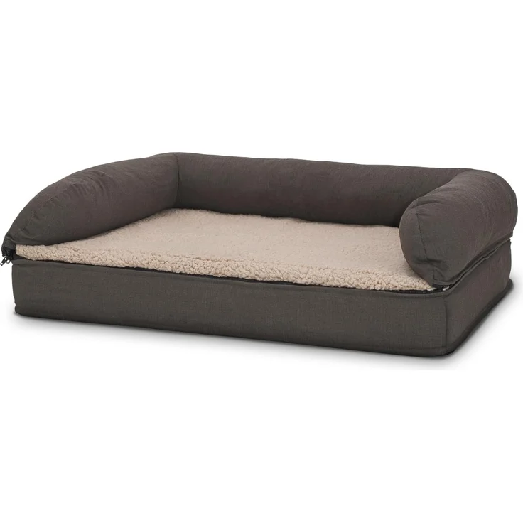 Matratzen Discount orthopädisches Hundebett mit Rückenlehne, PU-Komfortschaum braun, 23 x 80 x 55 cm