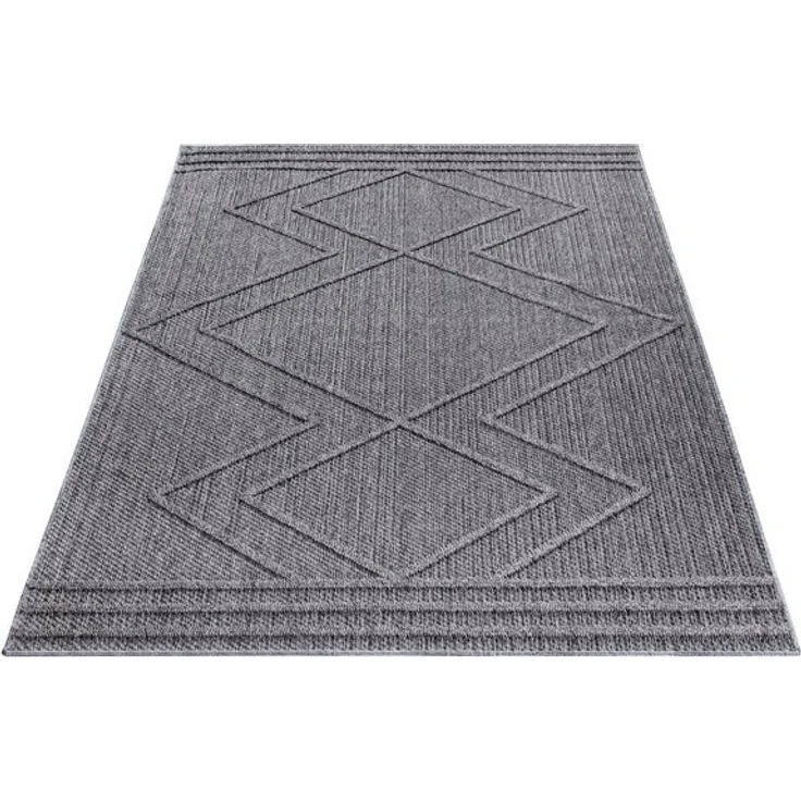 SIMPEX24 Outdoorteppich Boho Design, Rechteckig, Höhe: 8 mm, In& Outdoor Teppich Grau Boho Design für Küchen Balkon Terrasse Garten – Bild 3