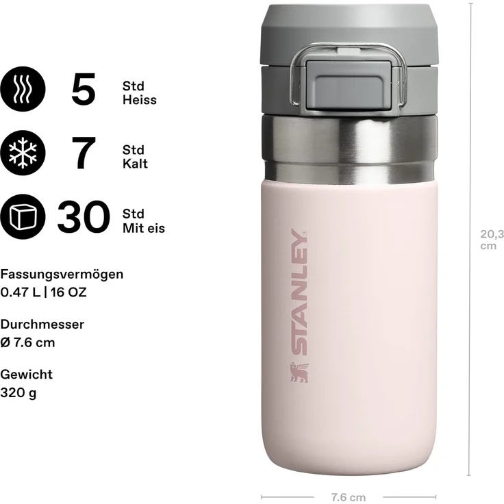 Stanley The Quick-Flip Water Bottle 0.47L Rose Quartz – Bild 2
