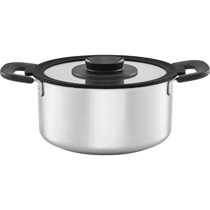 Fiskars Functional Form Kasserolle, mit Deckel, Kochtopf, Koch Topf, Edelstahl, 3 L, 1026577