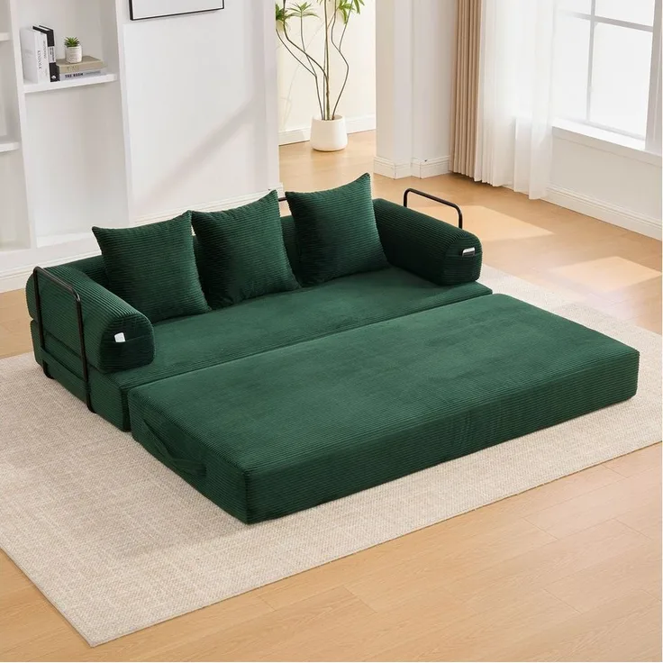 Odikalo 3-Sitzer Freizeitsofa Kompressionssofa Lounge Metallrahmen 3 Kissen Mehrfarbig