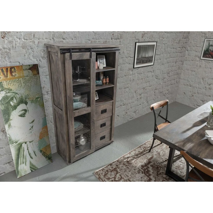 Vitrine Mango 100x45x175 grau lackiert RAILWAY #226 – Bild 2