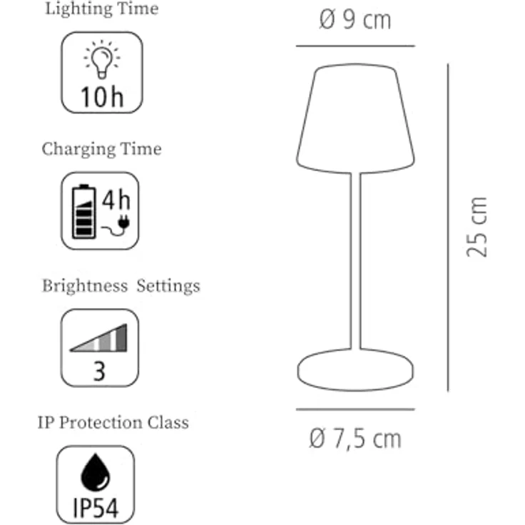APS MERLE MINI LED Akku-Tischleuchte, dimmbar, gold, 2,0 W, 270 Lumen, 7 Stunden Laufzeit – Bild 7