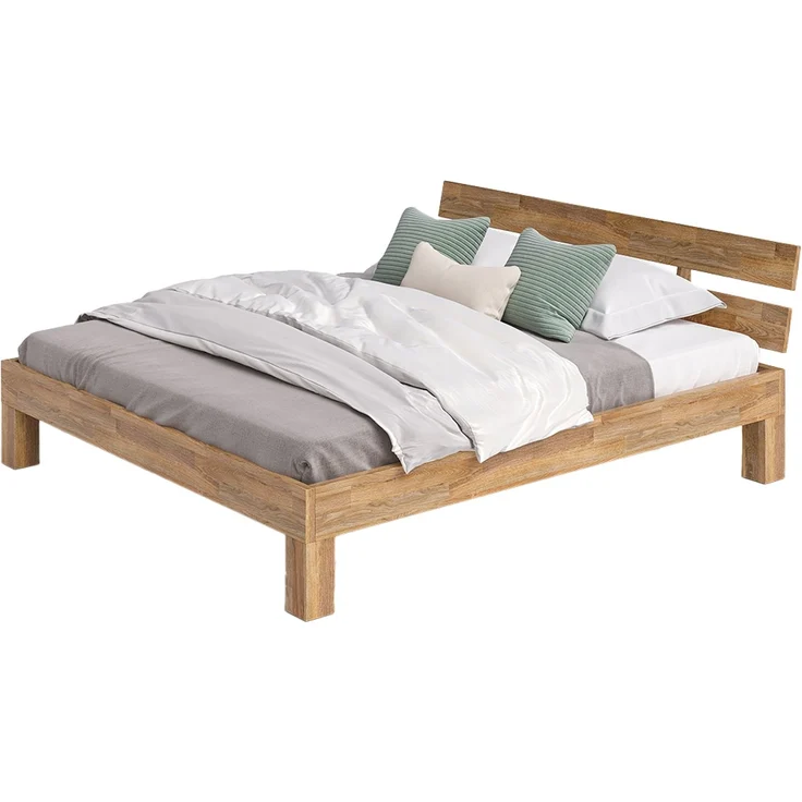 skølm 'Floki' Bett 200x200 cm, Bettgestell, natur geölt, Massivholzbett aus Eiche, Doppelbett mit Bettkopf – Bild 8
