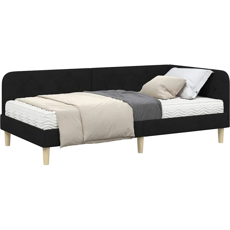 vidaXL Eckbettgestell Schwarz 100 x 200 cm Stoff 3394127 – Bild 2