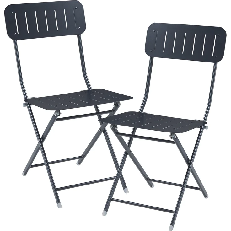 Klappstuhl Sande 2er Set Stahl Schwarz [en. casa] – Bild 1