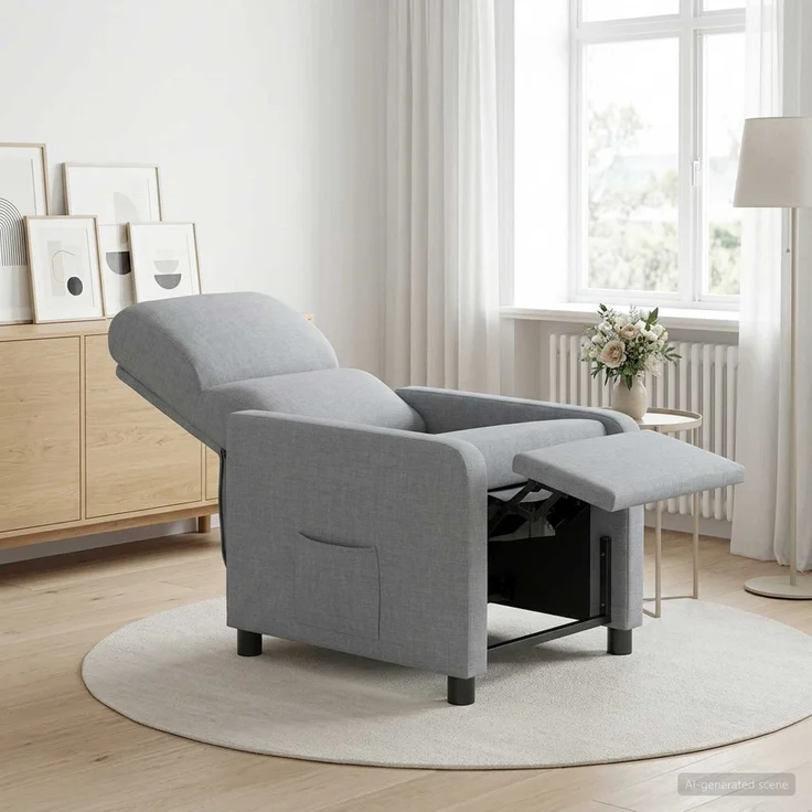 vidaXL Liegesessel Hellgrau Polyester 42034817 – Bild 3