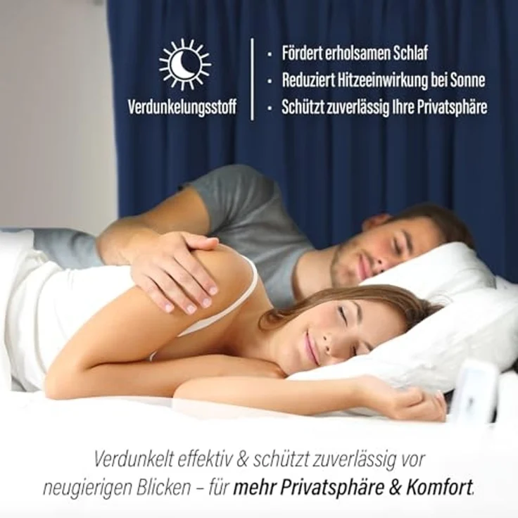 Homing Schlaufenschal Galdin 140x245 Vorhang Schlafzimmer Deko verdunkelnd blau – Bild 4