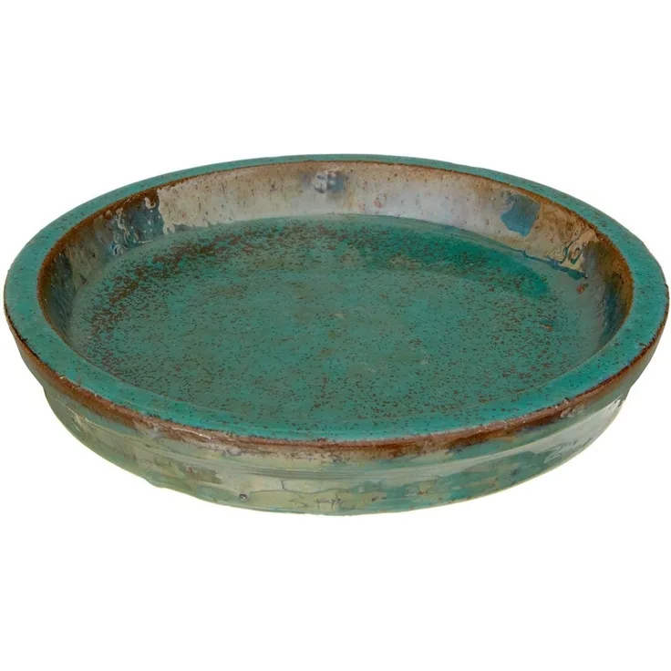 Dehner Blumentopf Untersetzer, Keramik, glasiert, grün