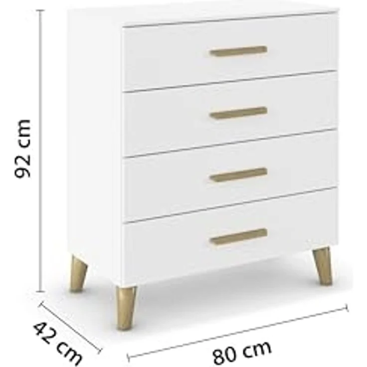 rauch Aditio Box, Kommode, 4 Schubladen, Massivholz-Fuß, mit Softclose-Funktion, Farbe Weiß, BxHxT 80x92x44cm – Bild 3