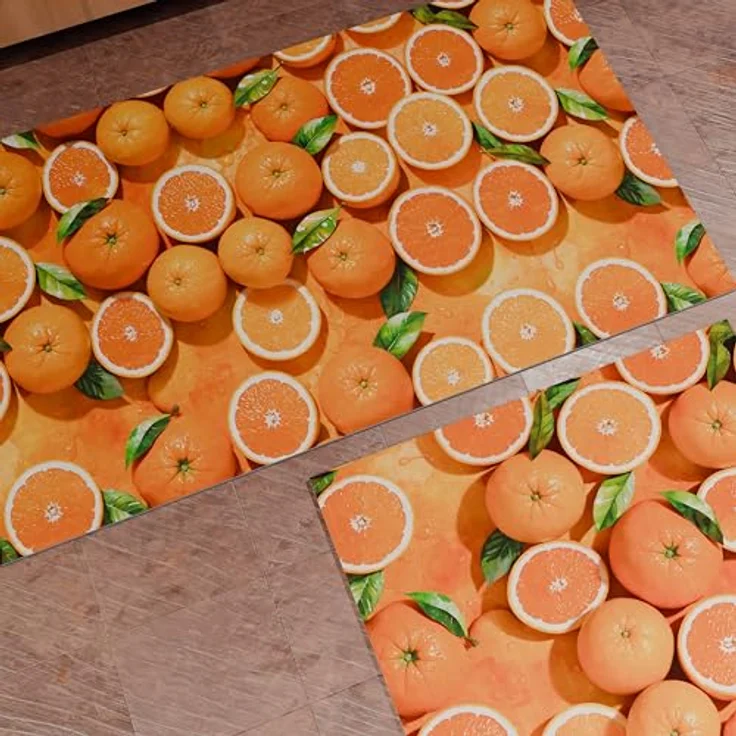 PETTI Artigiani Italiani - Rutschfester waschbarer Küchenteppich, Läufer für Küche, 52 x 440 cm, Orange Design, 100% Made in Italy – Bild 1