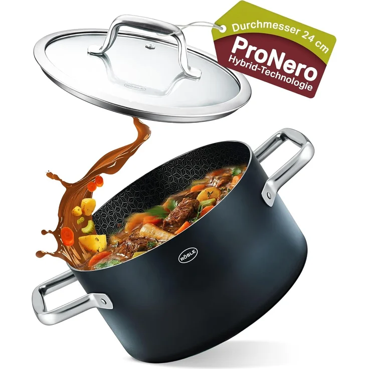 RÖSLE Kochtopf EBONIC Ø24 cm ProNero Keramik-Wabenbeschichtung 911062 – Bild 2