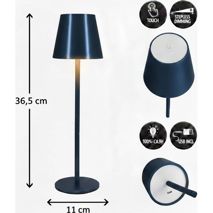 Coen Bakker Deco BV LED Außen-Tischleuchte Touch Tischlampe Dimmbar Akku IP44 Glatt Groß, Touch-Funktion, LED fest verbaut, Kaltweiß, Warmweiß, Tageslichtweiß, für drinnen und draußen geeignet, stufenlos dimmbar, 3 Lichtfarben – Bild 3