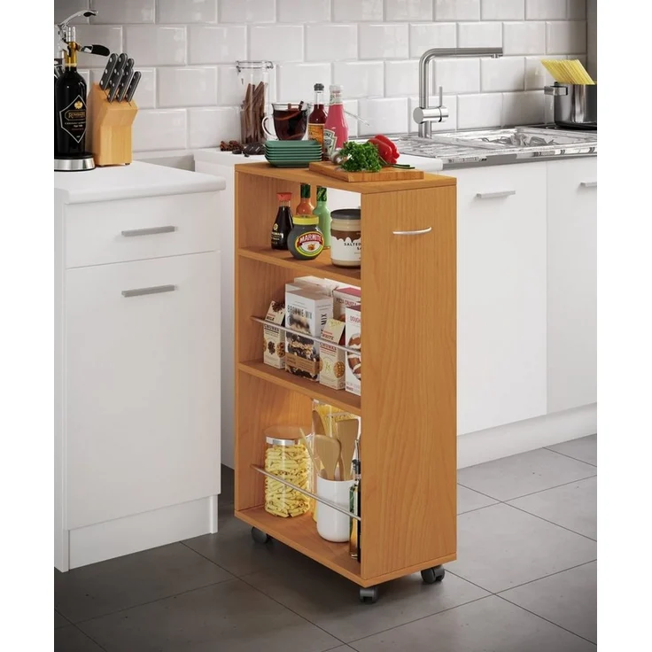 VCM Küchenmöbel Servierwagen Tusal 916895 Buche H. 85 x B. 25 x T. 50 cm – Bild 2