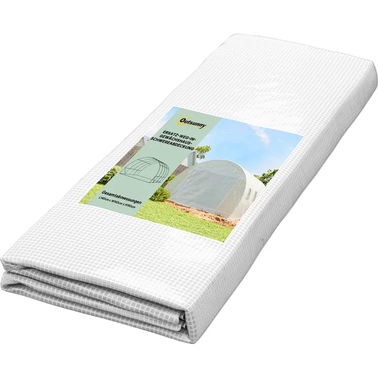 Outsunny Gewächshausfolie, PE, Weiß, 400L x 300B x 200H cm