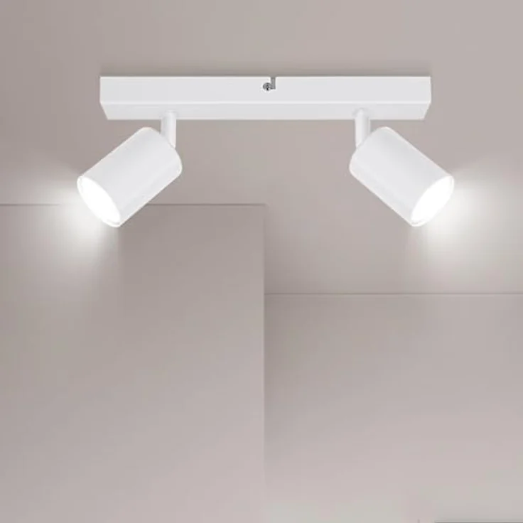 Ketom Deckenstrahler 2 Flammig LED Weiß, Schwenkbare GU10 Deckenleuchte für Küche, Wohnzimmer und Schlafzimmer, Einfache Installation, Rostfreies Matt Design – Bild 1