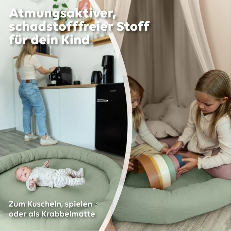 lilimaus Bodenkissen Sitzkissen für Kinder aus Musselin - Spielmatte & Kuschelecke, mit zarter Rüscheneinfassung - zum Lesen, Spielen & Kuscheln – Bild 3