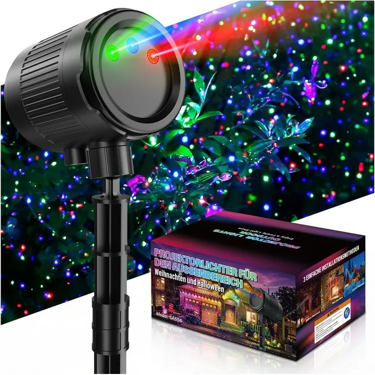 Fanttik Projektionslampe LED Projektorlampe Weihnachten Wasserdicht für Weihnachten/Halloween, LED fest integriert, LED Deckenlampe