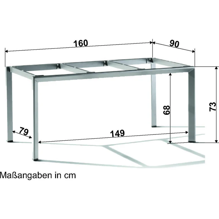 Tischgestell >Freesystem< in Eisengrau, Aluminium - 160x74x90cm (BxHxT) – Bild 2
