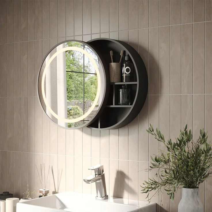 Badspiegelschrank Silva Weiß 50 x 50 cm mit 5 Aufbewahrungsfächern Vicco – Bild 3