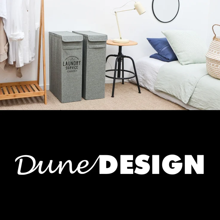 DuneDesign 50L Wäschekorb mit Deckel, Wäschesammler Schmal Grau mit Druck, 20 x 40 x 60 cm – Bild 10