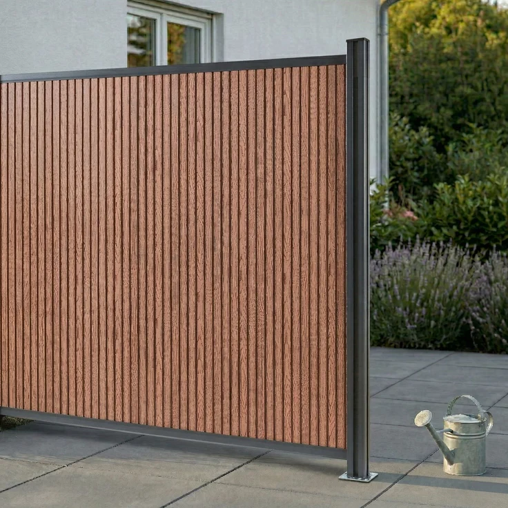 Gartenzaun Erweiterungsmodul Grassano mit 1 Pfosten 185x175 cm WPC Braun [neu. holz] – Bild 2