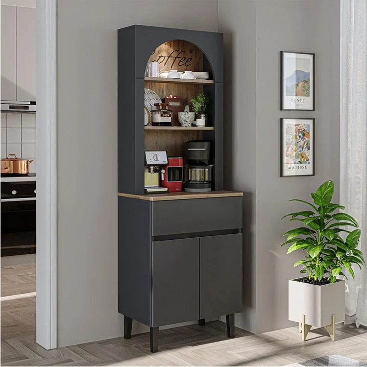 Roomart Küchenregal VENEDIK Küchenschrank 60 cm, Buffet, Schublade in 4 Farben, Buffet- & Mehrzweckschrank, LED Bogennische, Schublade, 4 Farben, 18 mm Platten – Bild 2