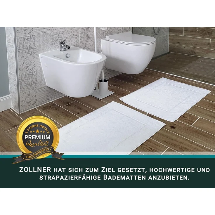 ZOLLNER Badematte, waschbar bis 95°C, weich, saugstark, 100% Baumwolle, rechteckig, Badematte, 100% Baumwolle, vom Hotelwäschespezialisten – Bild 6