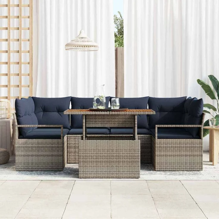 vidaXL Garten-Sofa-Set 7 stk. 6-Sitzer Grau 3349667 – Bild 3