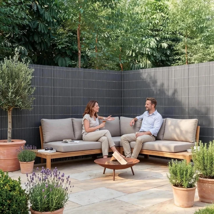 PVC Sichtschutzmatte Cefalu 120x300 cm 16mm Anthrazit [casa. pro] – Bild 5