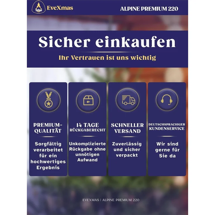 EveXmas Alpine Künstlicher Weihnachtsbaum Grün 220 cm – 826 Astspitzen, inkl. klappbarem Metallständer – Bild 9