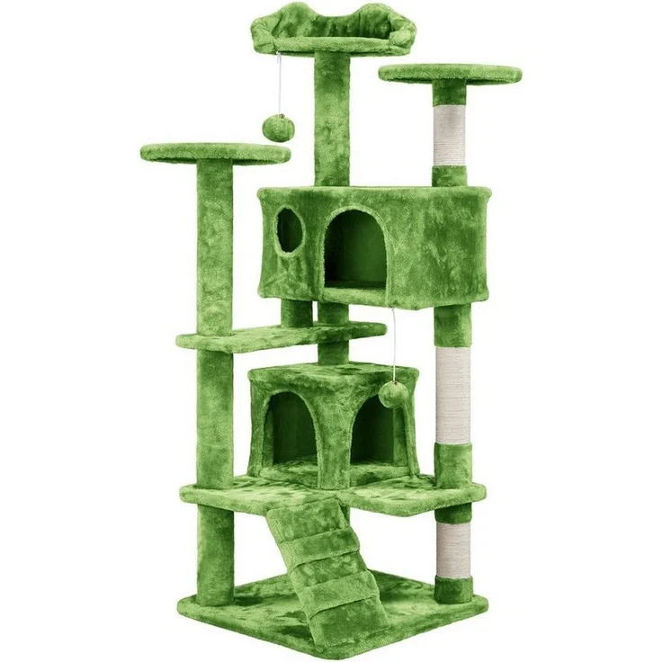 Yaheetech Kratzbaum 139/158/178/202,5 cm (H), Katzenbaum Kletterbaum, Aussichtsplattformen, Katzenhöhlen, Plüschball – Bild 1