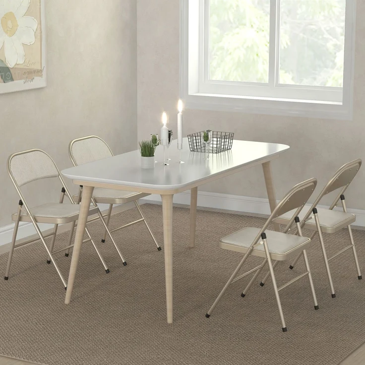 HOMCOM Klappstühle, Polyester, Stahl, Beige, 45L x 46B x 78H cm – Bild 8