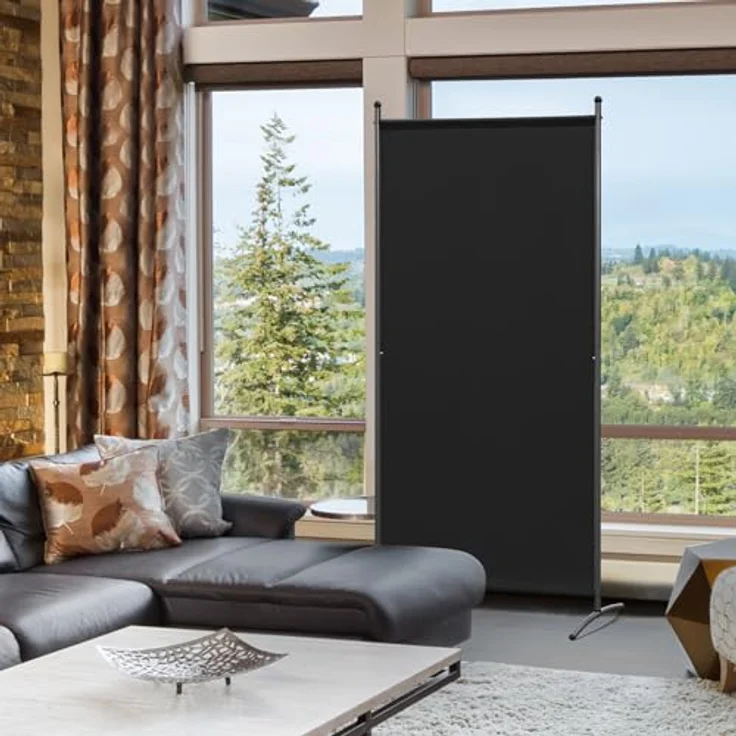Angel Living Paravent Raumteiler-Paravent, 81x180 cm Sichtschutz aus Stahl & Polyester (1 St), Balkon-Trennwand in Schwarz – Bild 9