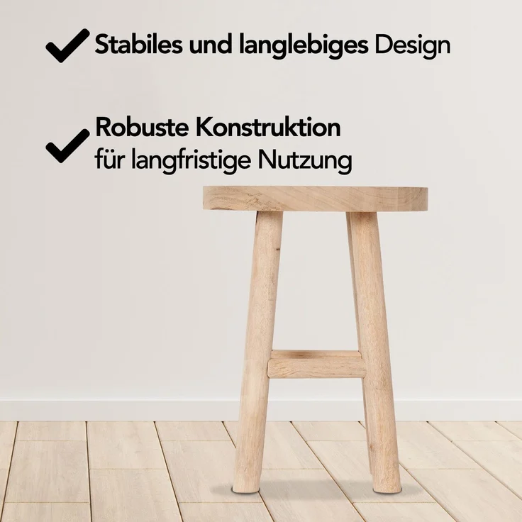 Brixy Hocker Holz - Teakholz - Beistelltisch - Fußhocker - Pflanztisch - Tritthocker - bis 150 kg - Braun – Bild 2