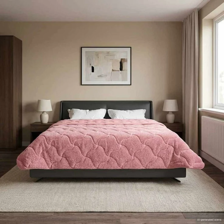 vidaXL Winterbettdecke Rosa 220 x 260 cm Mikrofaser und Teddy-Fleece 42026347 – Bild 4