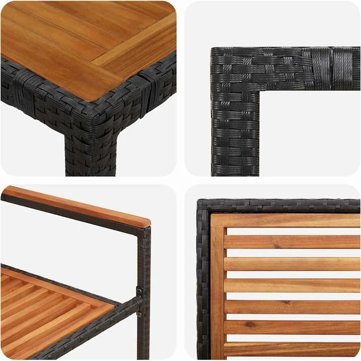 vidaXL Garten Essgruppe 3 pcs Schwarz und Braun Poly-Rattan 3365434 – Bild 8