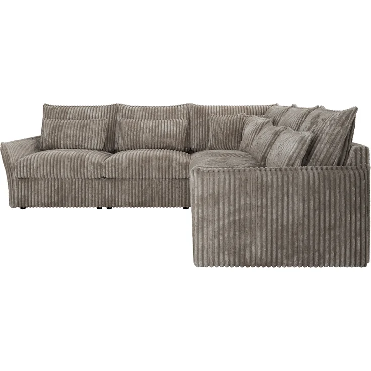 Ecksofa für Wohnzimmer, L-förmige Ecke mit losen Kissen, modular 4-Sitzer couchgarnitur - VERSO - Hellbraun Cord – Bild 7
