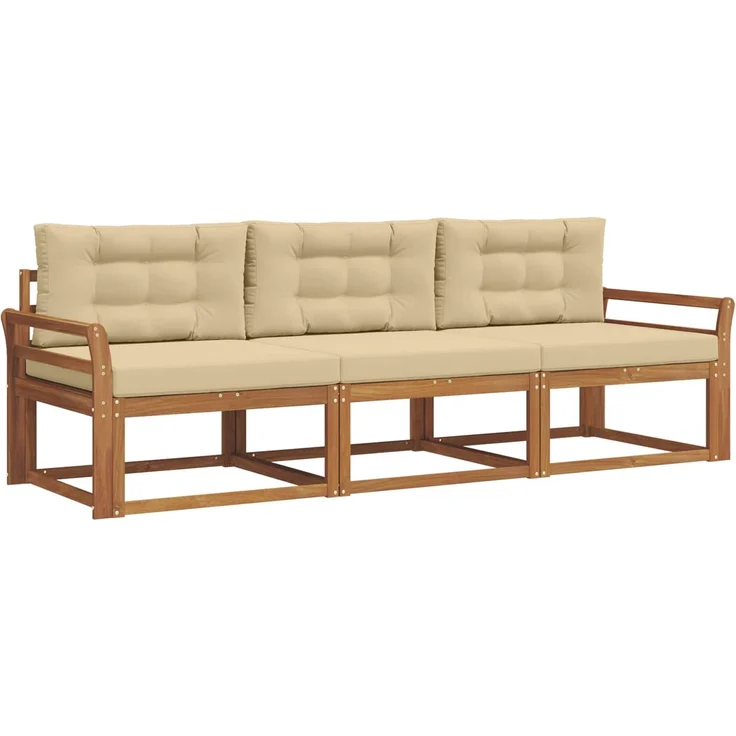 vidaXL Outdoor-Sofagarnitur 3 stk. 3-Sitzer Natur und Beige 3367126 – Bild 2
