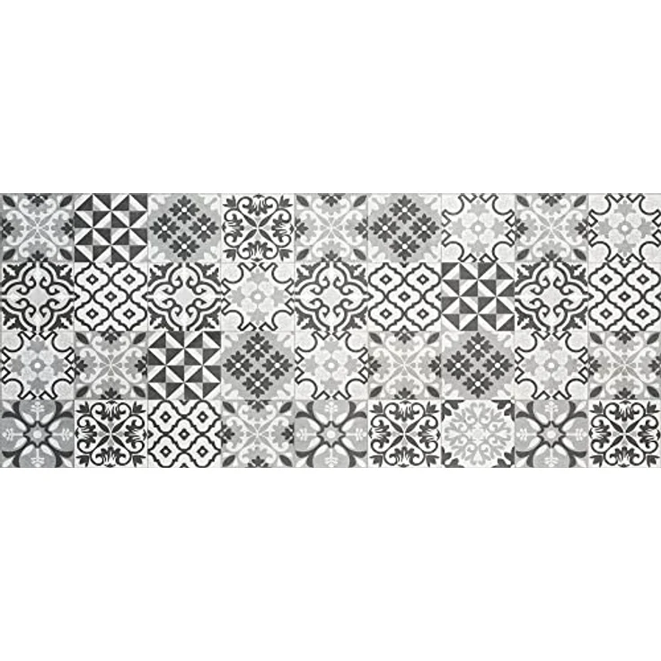 CREARREDA Teppich Läufer - Küchenläufer 120x50 cm graue Fliesen Vinyl rutschfest und waschbar Küchenläufer aus Vinyl, 100% Made in Italy Tepiche für Wohnzimmer, Küche – Bild 2