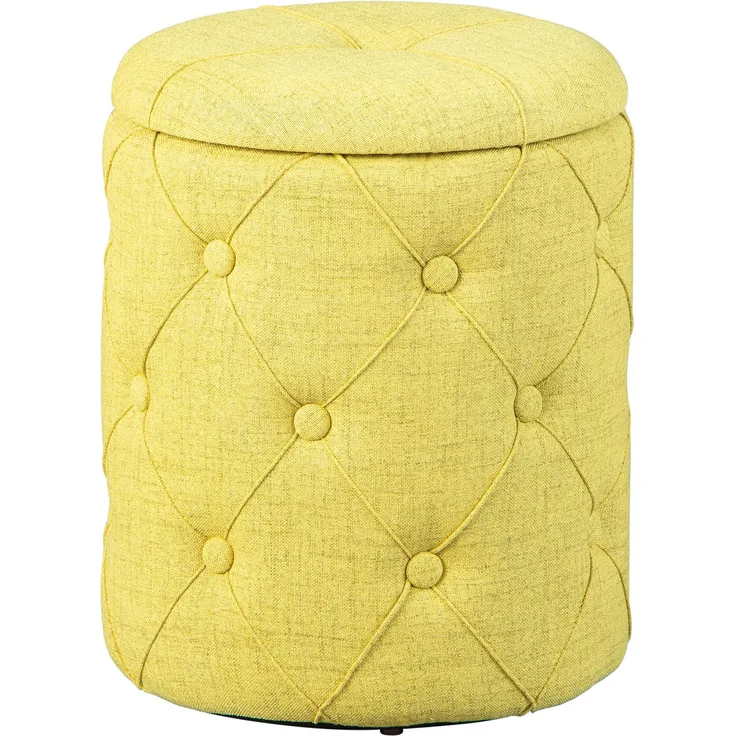 Hocker YAPAK Polsterhocker mit Stoffbezug in Grün und Knopfheftung