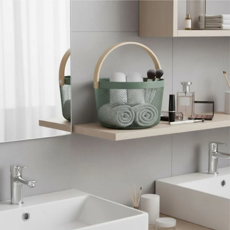 Relaxdays Runder Drahtkorb mit Henkel – Bild 5
