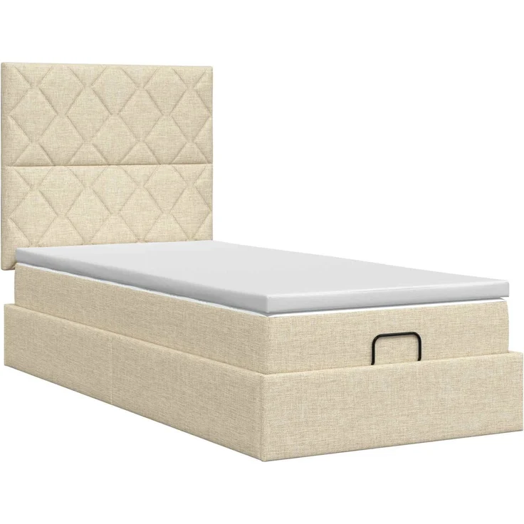 vidaXL Ottoman Bett mit Matratze mit Kopfteil Creme 100 x 200 cm Stoff 3457554 – Bild 5