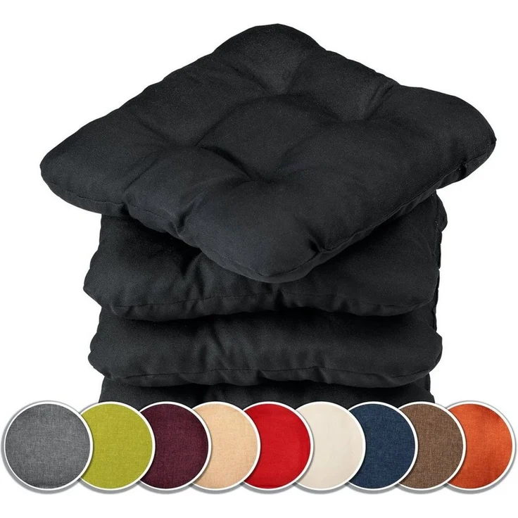 sunnypillow Stuhlkissen 4er Set Stuhlkissen 45x45 cm Bequeme 8cm, Polsterauflage Auflage für Stühle / Bänke – Bild 2