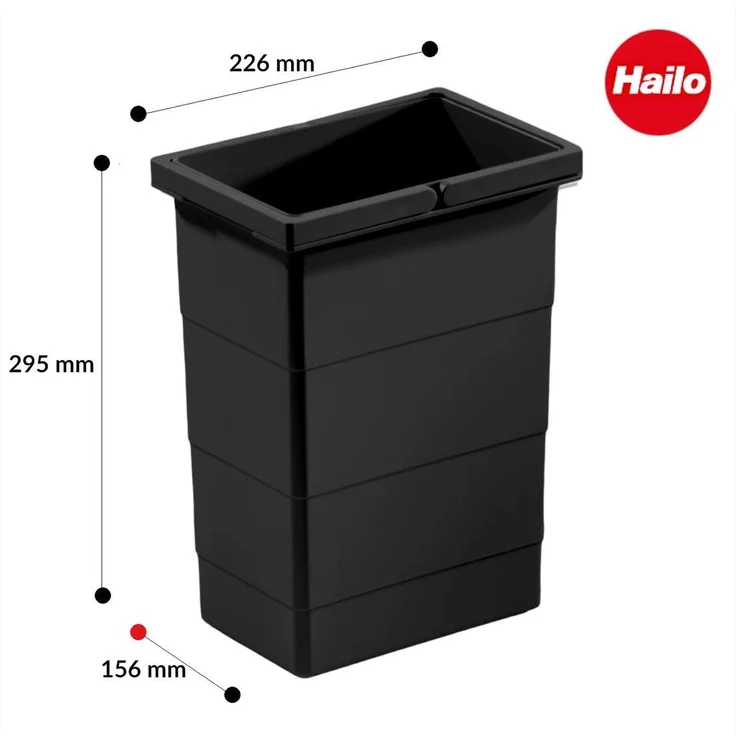 Hailo Inneneimer 1225959 schwarz 8 L 226 x 156 x 295 mm mit Deckel – Bild 3