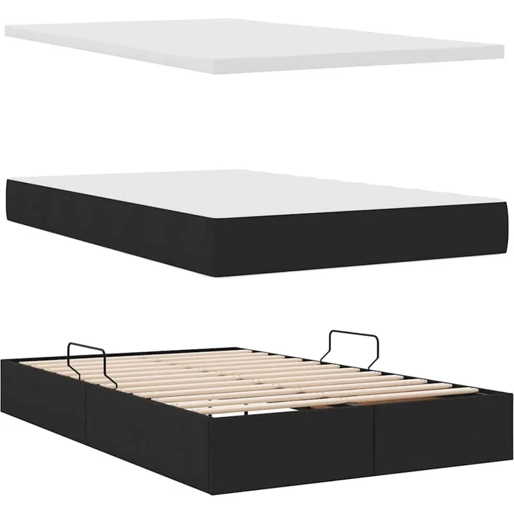 vidaXL LED-Speicherbett mit Matratze Schwarz 120 x 200 cm Stoff 3371138 – Bild 9