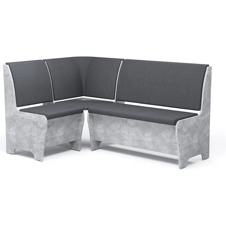 Rodnik Eckbank "Tunis", Grau, Betonoptik, Spanplatte, Sitze gepolstert, mit Stauraum, 150x120 cm – Bild 2