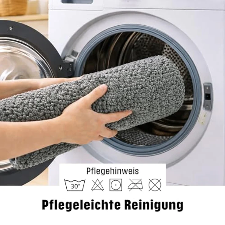 WohnDirect Badematte 50x80 cm | Grau - rutschfest & Waschbar - Badezimmerteppich zum Set kombinierbar, Badvorleger, WC Garnitur, Badteppich – Bild 3